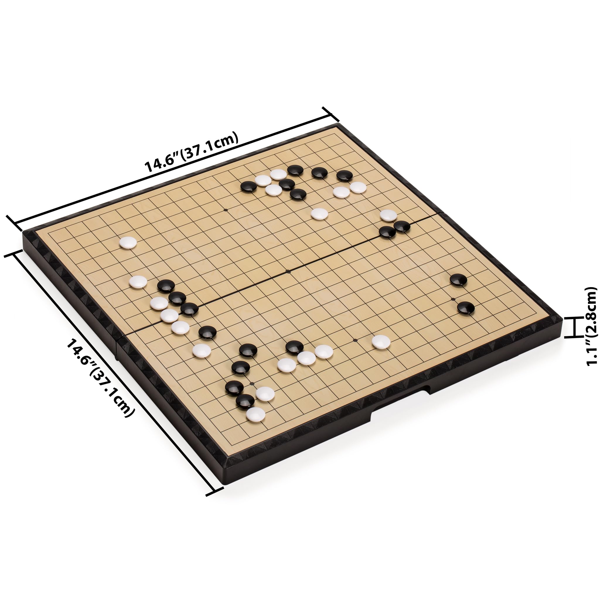 White magnetic Go stones by Yellow Mountain Imports for stable play.