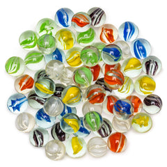 Yellow Mountain Imports kid-friendly marbles suitable for ages five and up.