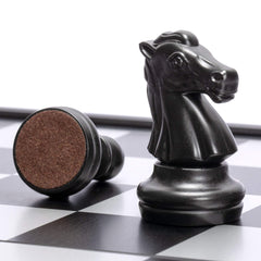 Yellow Mountain Imports magnetic chess pieces on board enabling steady play.