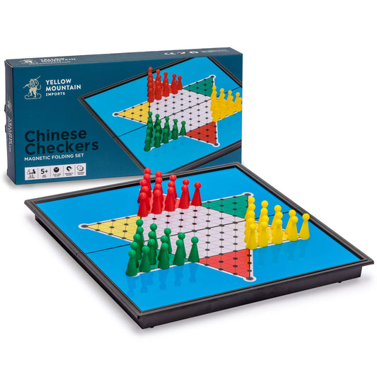 Yellow Mountain Imports magnetic Chinese Checkers folding board ideal for travel and quick games
