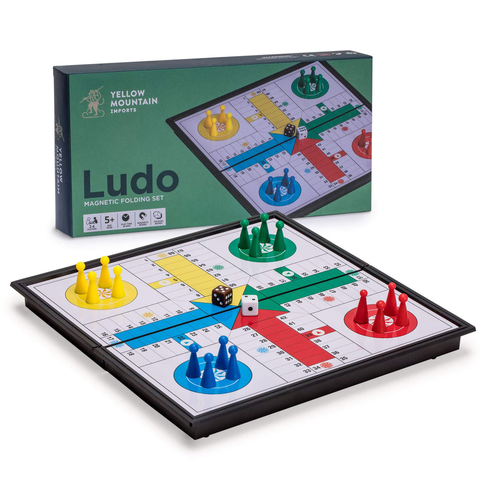 Yellow Mountain Imports Magnetic Ludo board folded for portability