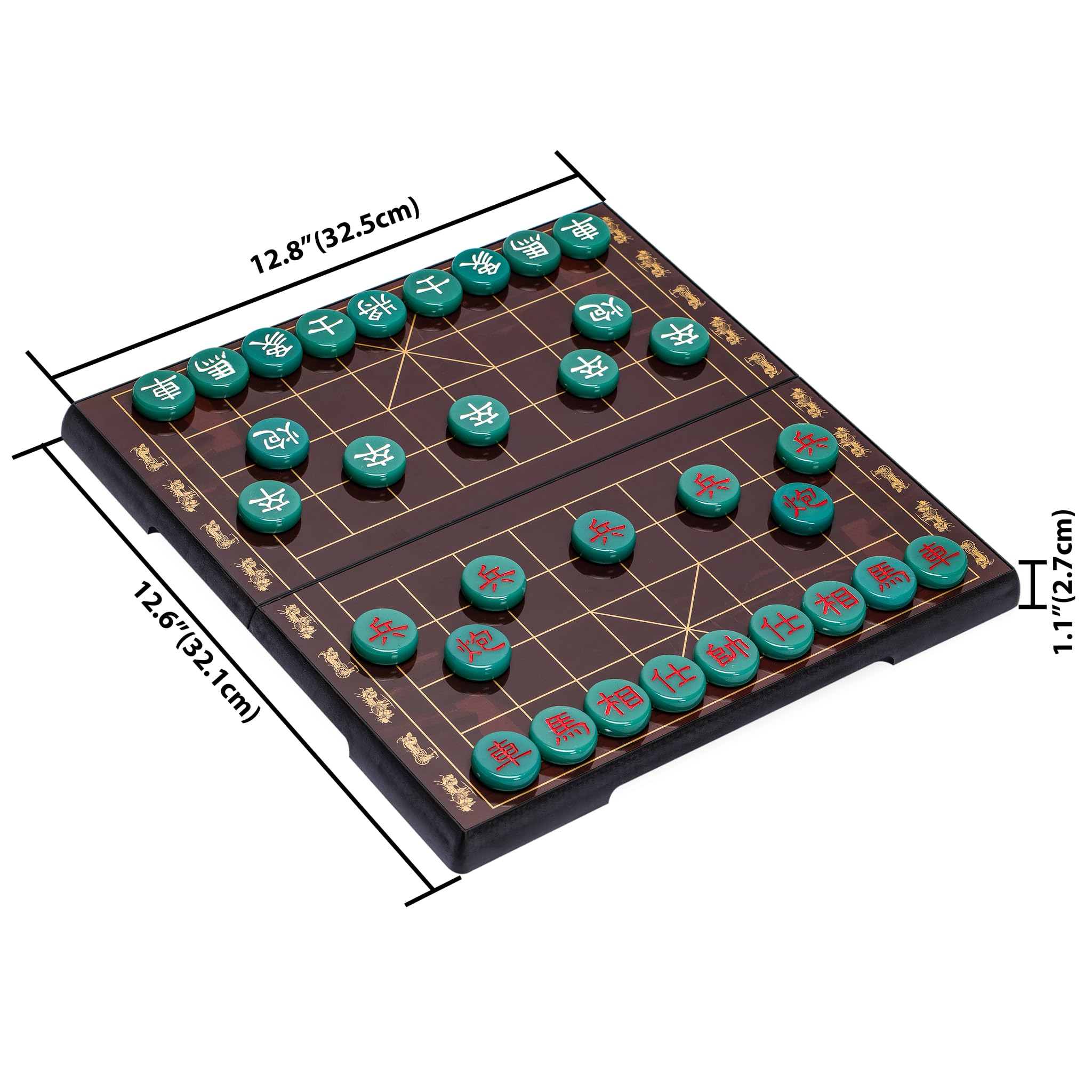 Yellow Mountain Imports magnetic Xiangqi board keeps pieces secure during travel.