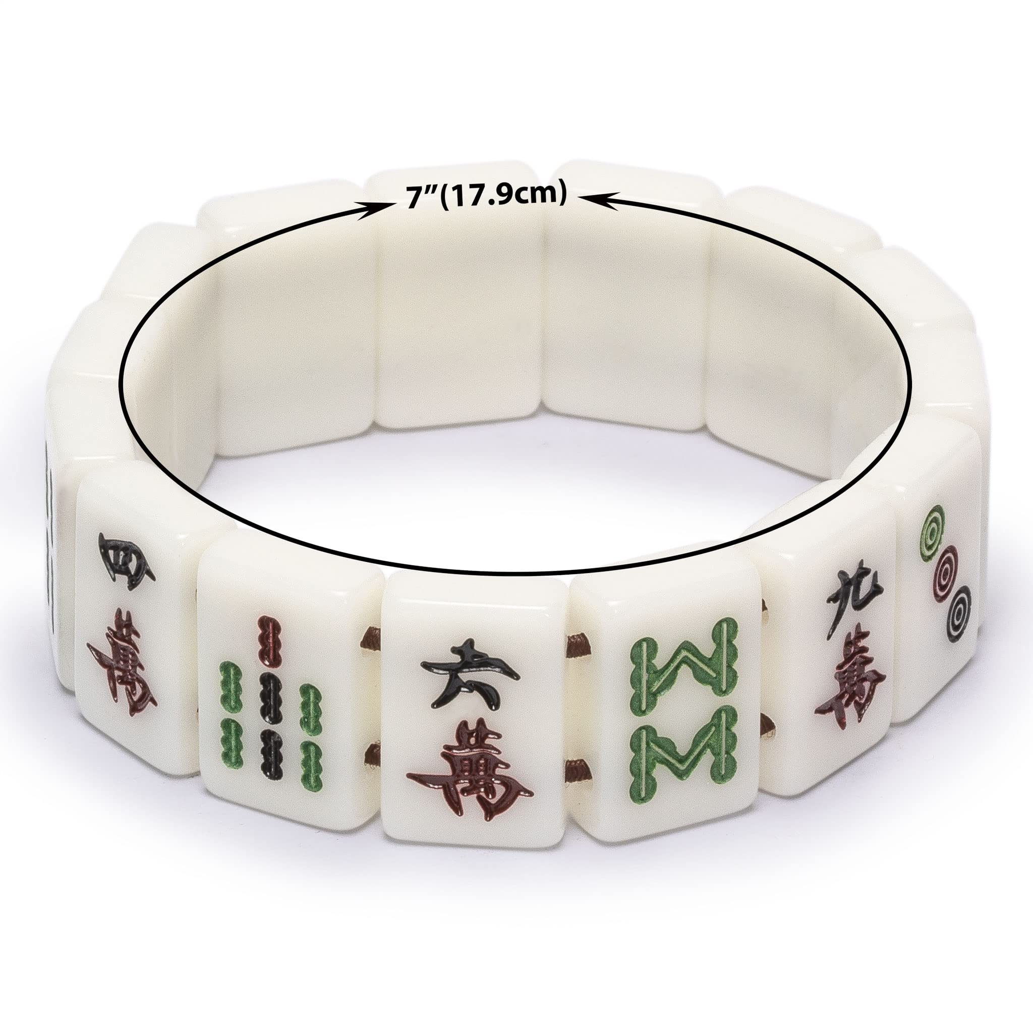 Yellow Mountain Imports Mahjong Mini-Tiles Bracelet engraving detail adds heritage charm.