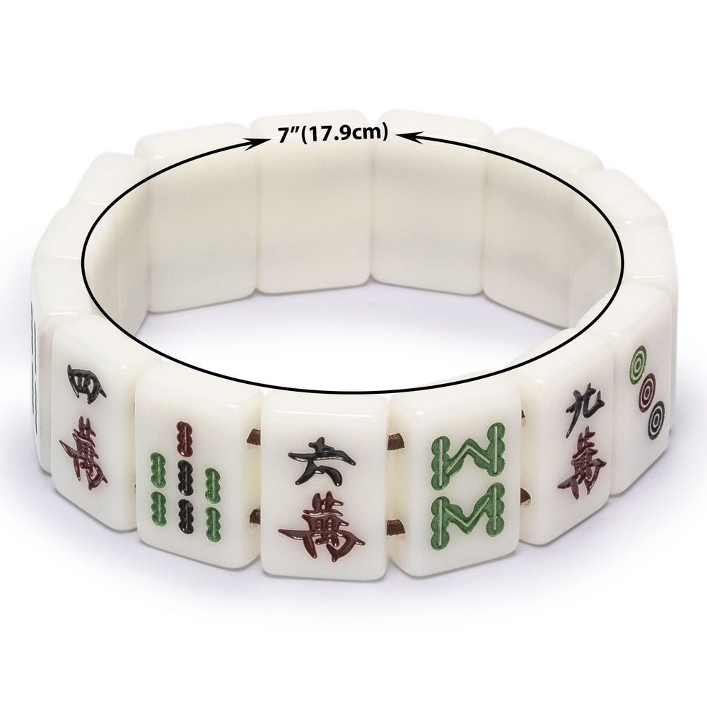 Yellow Mountain Imports Mahjong Mini-Tiles Bracelet engraving detail adds heritage charm.