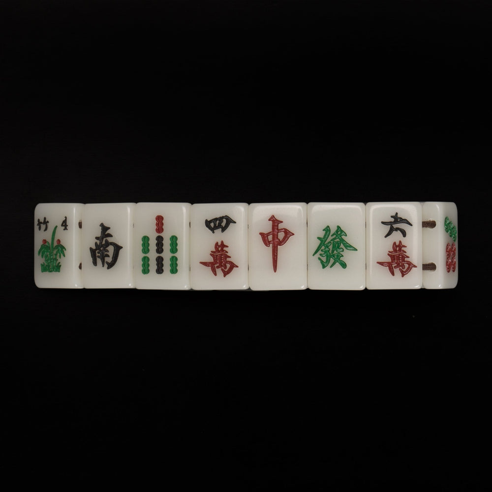 Yellow Mountain Imports Mahjong Mini-Tiles Bracelet tiles close-up, scratch-resistant acrylic.