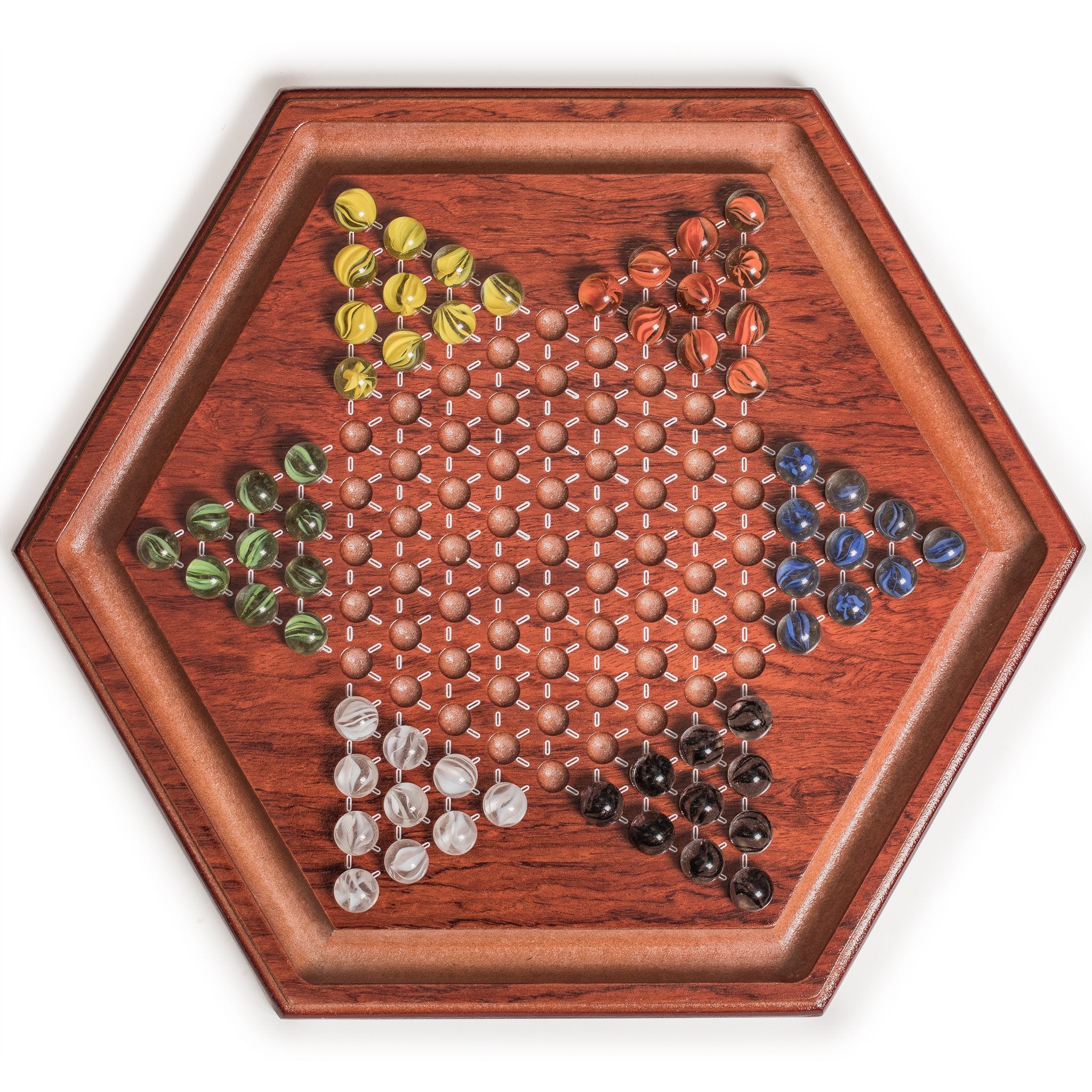 Yellow Mountain Imports 60 petal-style glass marbles in six colors for vibrant play.