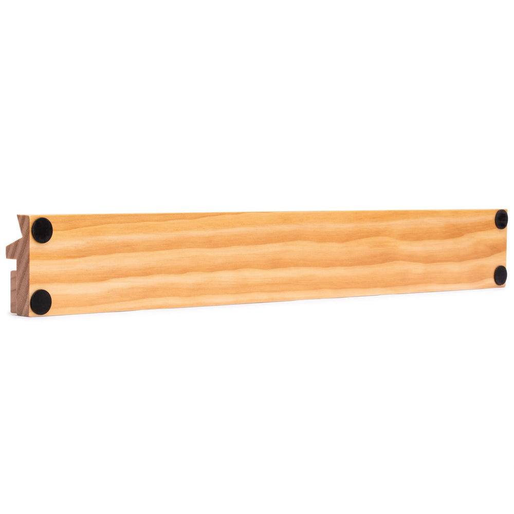 Yellow Mountain Imports pine mahjong rack close-up of smooth finish.