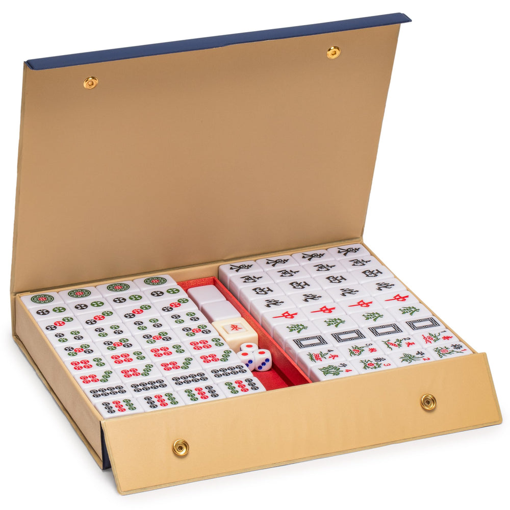 English instruction sheet guides players through classic mahjong rules and setup.
