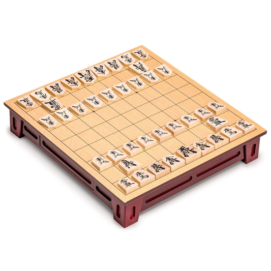 Yellow Mountain Imports Shogi board with wooden frame and integrated drawers for pieces