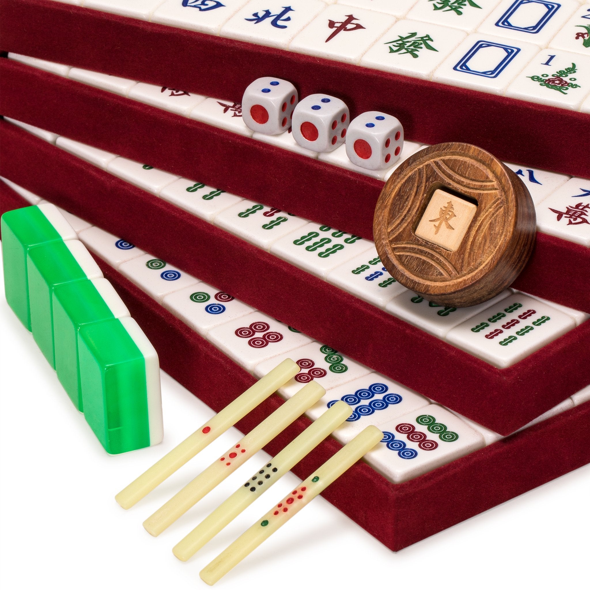 Yellow Mountain Imports 148 tiles with circles, bamboos, and characters for classic play