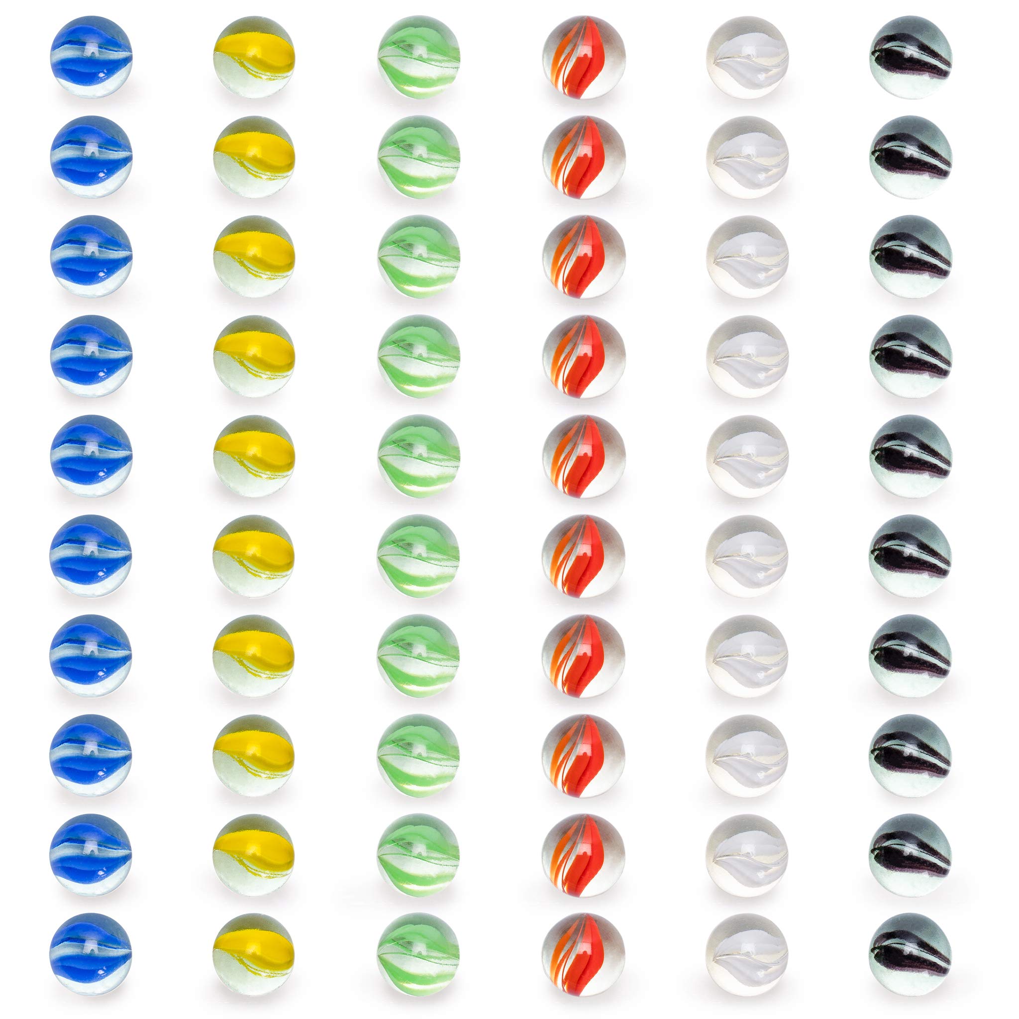 Yellow Mountain Imports translucent glass marbles in six colors suited for Chinese checkers.