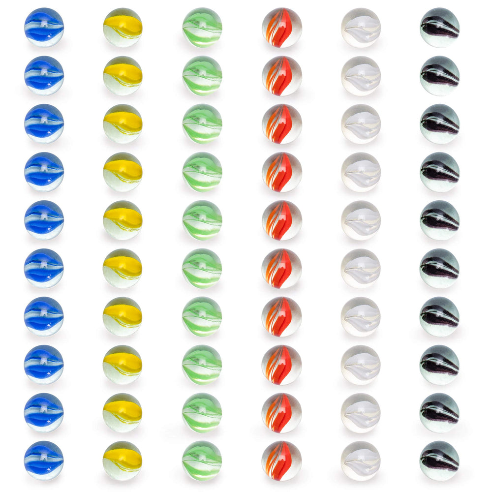 Yellow Mountain Imports translucent glass marbles in six colors suited for Chinese checkers.