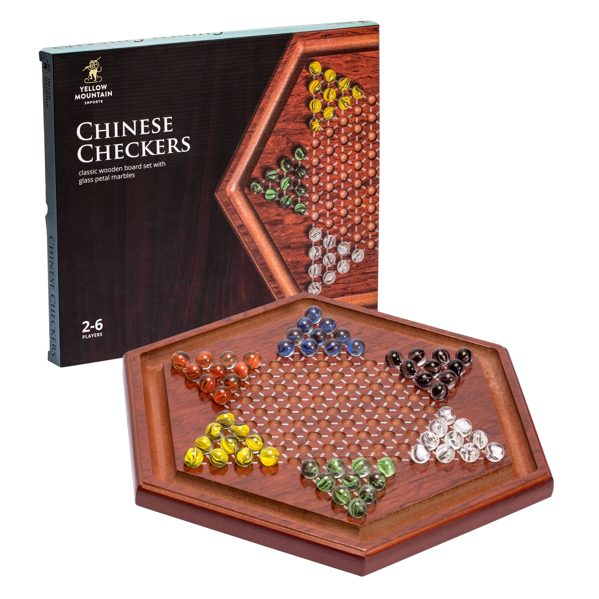 Yellow Mountain Imports wooden board for Chinese checkers Halma, durable for family play.