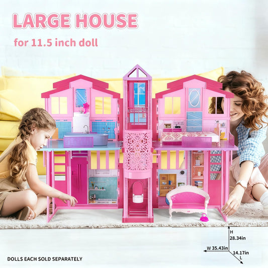 Yellow River foldable doll house design for easy storage after playtime