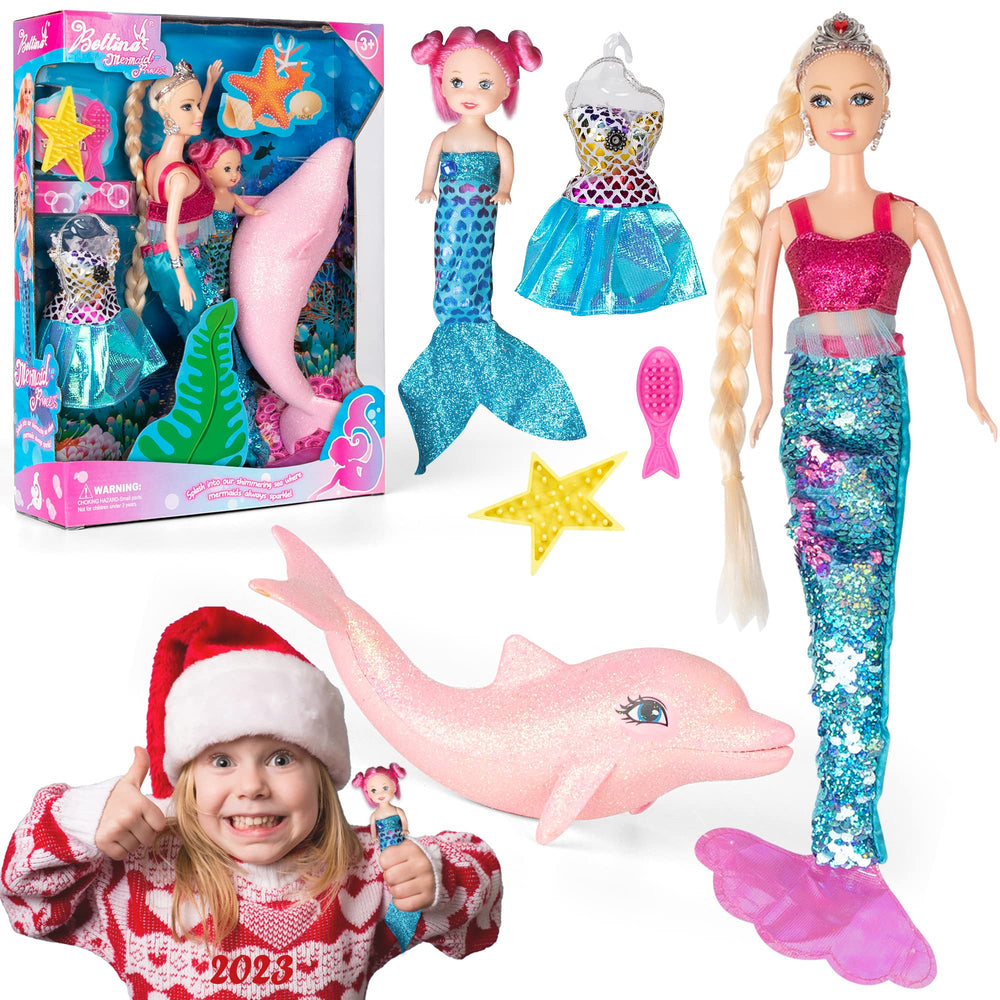 Yellow River Mermaid Doll Set featuring a color-change tail.