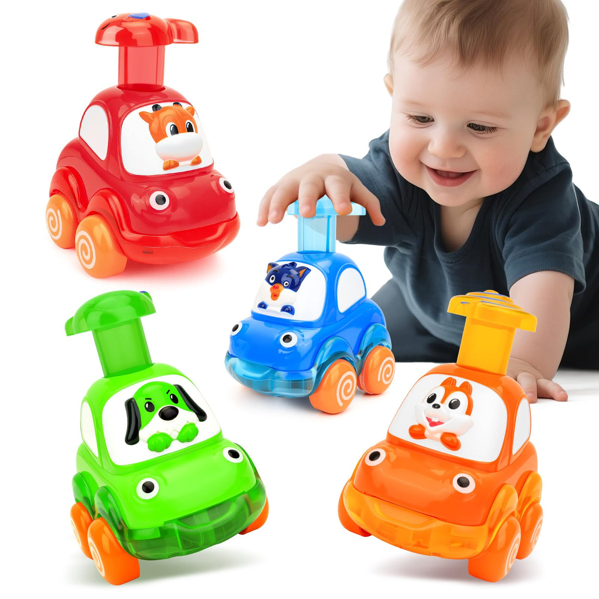 YELUFT press-forward car toy for effortless push play and motor skill practice.