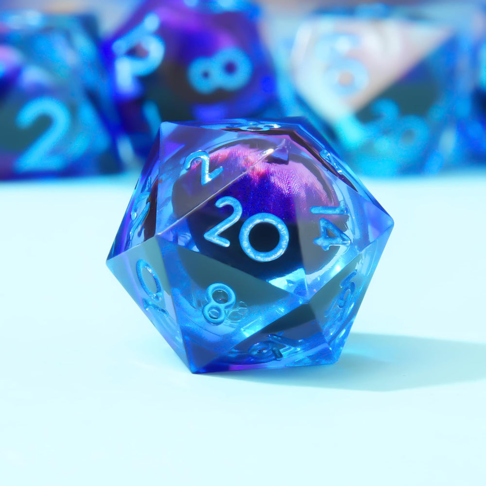 YEMEKO D&D dice in action at table, immersive fantasy gaming.
