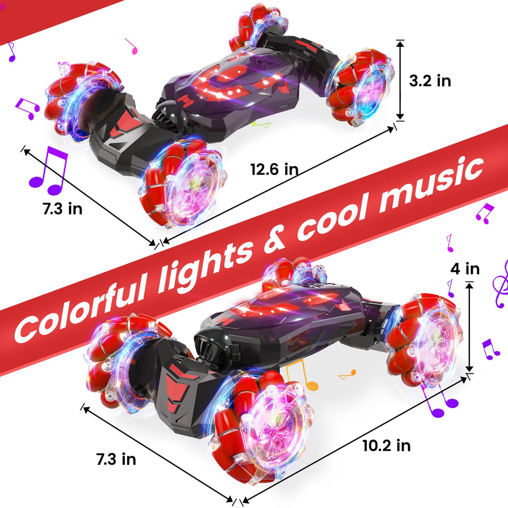 YEMIAI gesture-sensing RC stunt car drift action demonstrates smooth sideways steering.