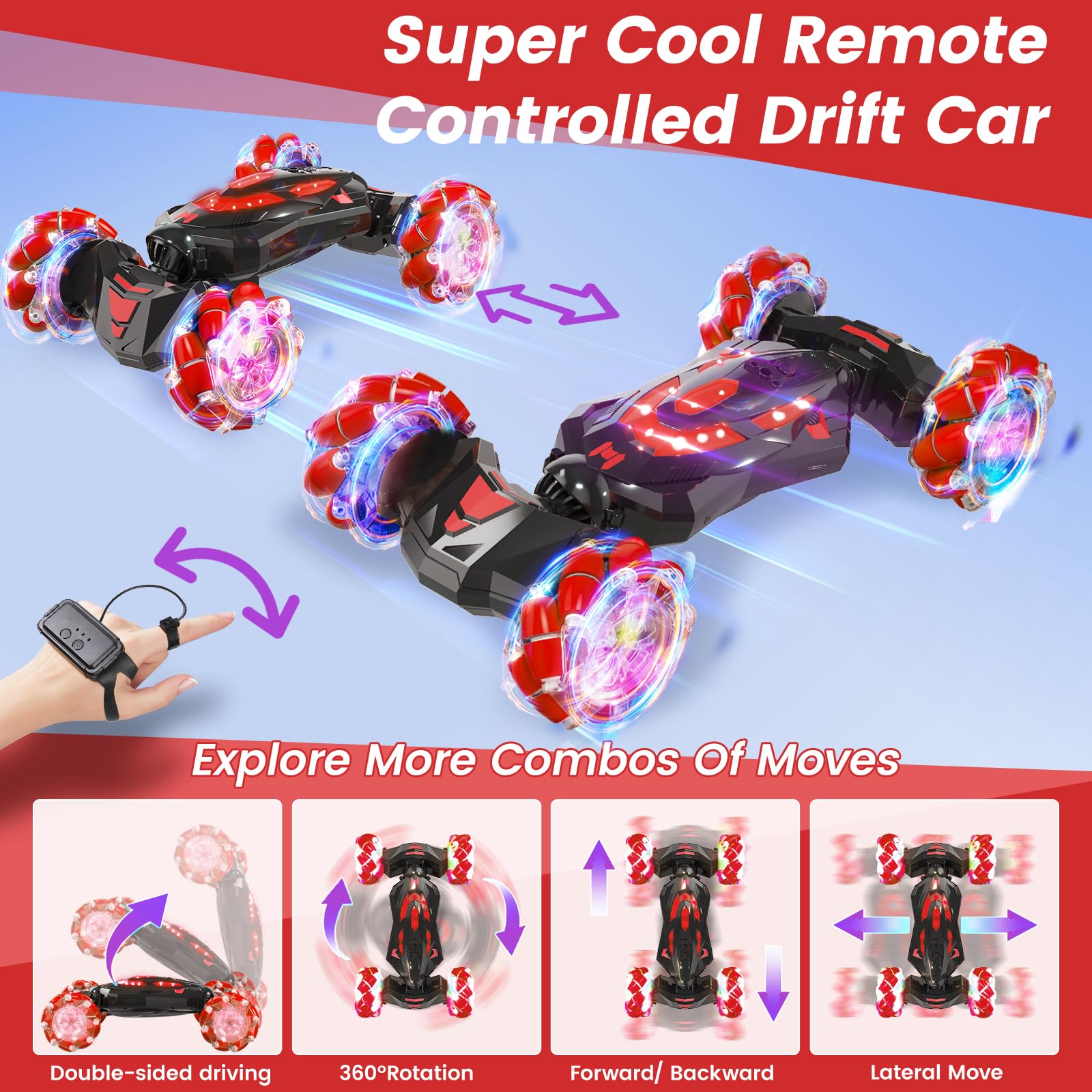 YEMIAI gesture-sensing RC stunt car remote control enables precise steering.