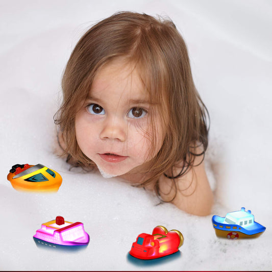 Yeonha Toys floating rubber bath ship lights up on water contact for fun