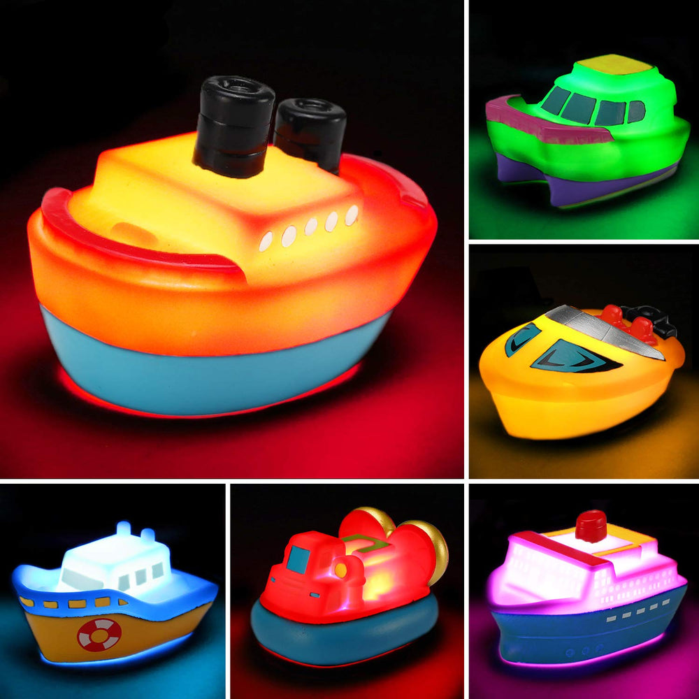 Yeonha Toys light-up bath boats six-pack for engaging bath play and colorful fun