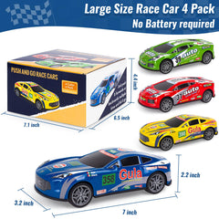 YEQOIZ 7-inch blue friction race truck, push-and-go action for indoor racing.