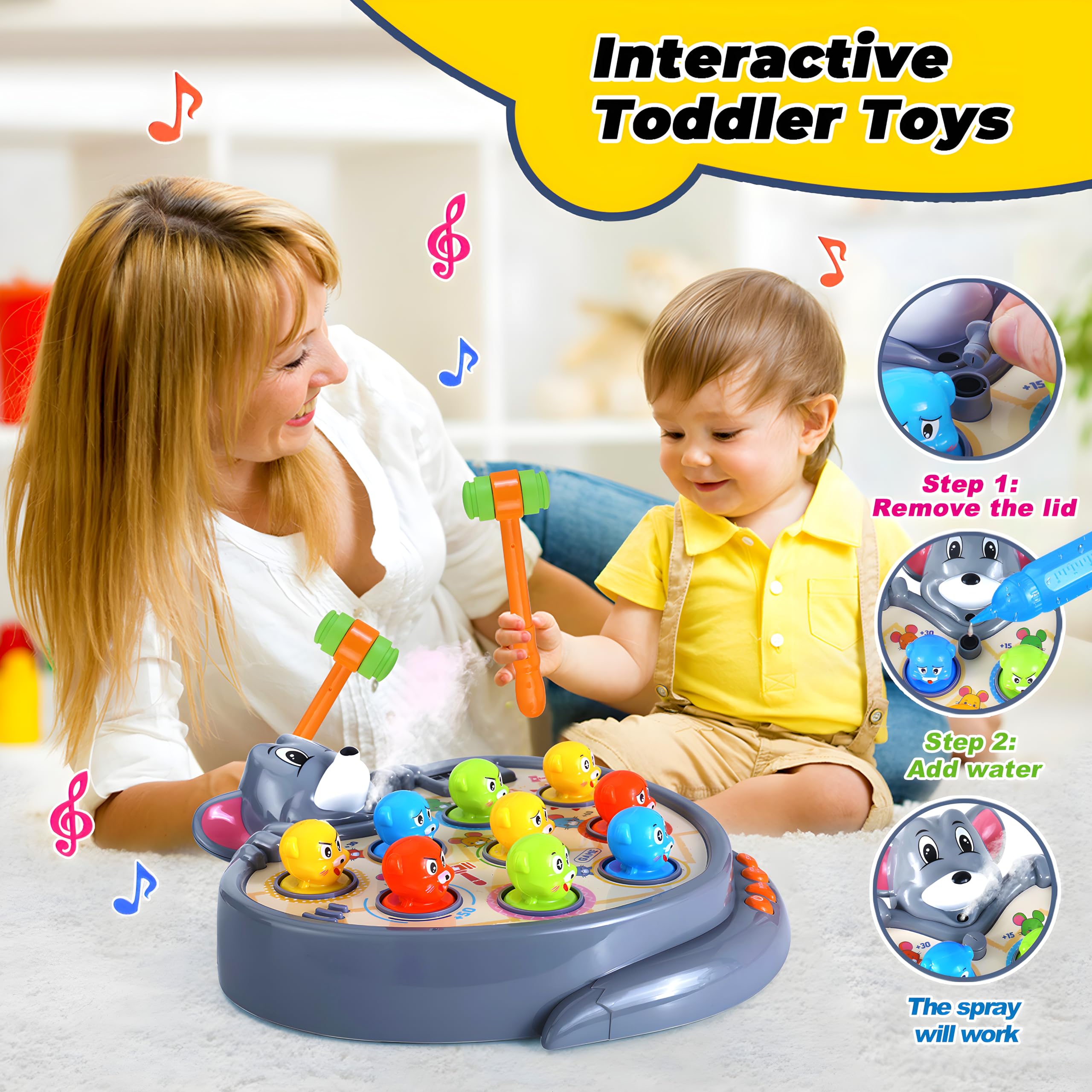 Yerloa Adjustable volume mole toy keeps play comfortable in different environments.