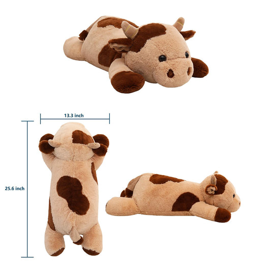 YESGIRL 25-6 inch weighted cow plush highlights large size for adults and kids
