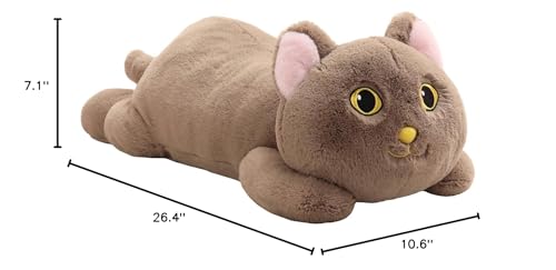 YESGIRL brown cat weighted plush as a cuddly pillow for both kids and adults