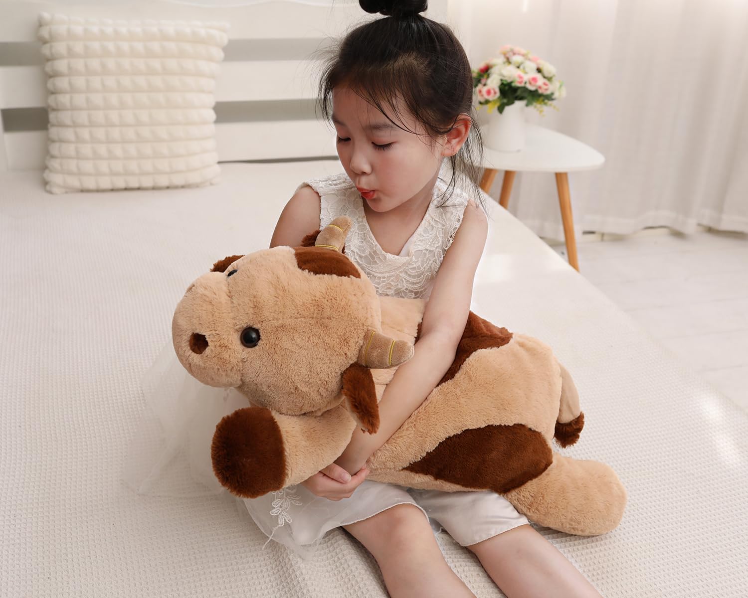 YESGIRL cow plush with non-toxic beads emphasizes safe play and tactile interest