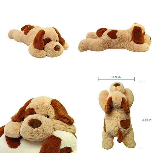 YESGIRL weighted dog plush close-up of eyes and nose.