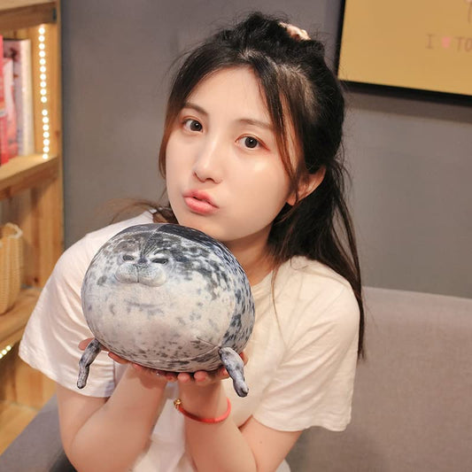 YESGIRL seal plush pillow side view, versatile decor for bed and sofa.