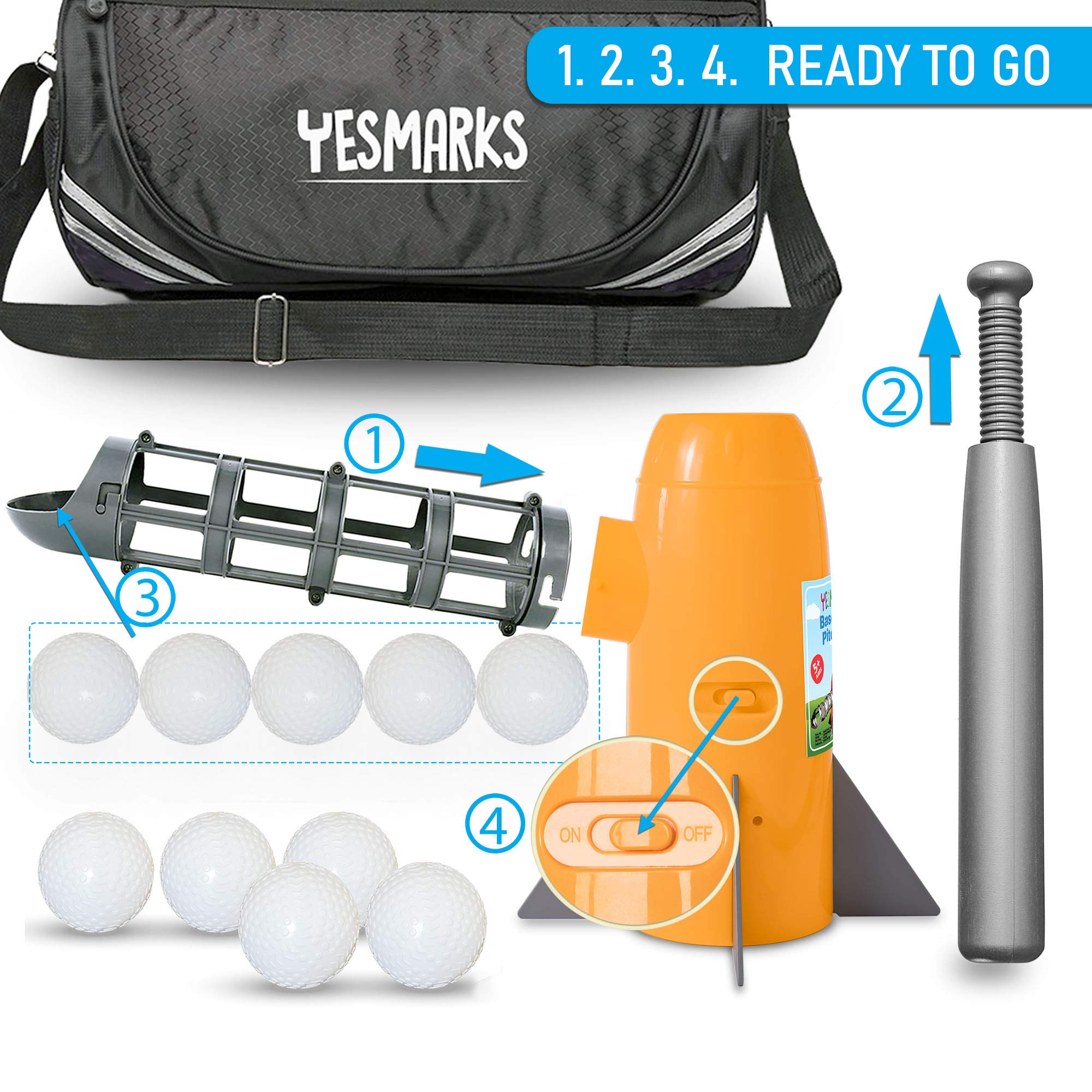 YESMARKS battery-powered launcher delivers steady pitches for consistent drills