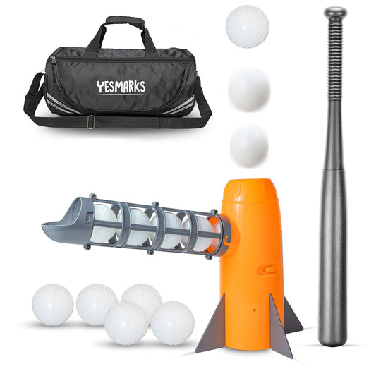 YESMARKS Kids Auto Baseball Pitching Machine ready for backyard batting practice