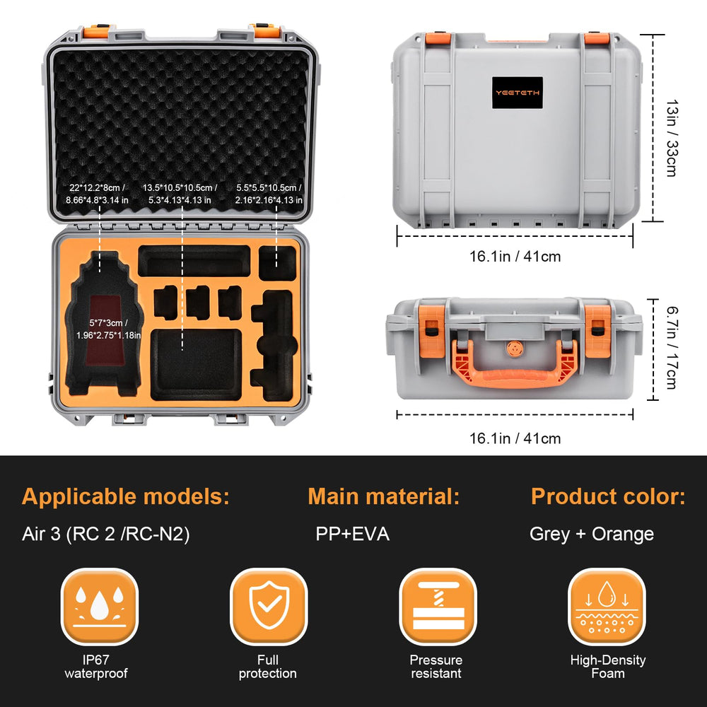 YETEETH DJI Air 3S case interior with organized compartments for gear