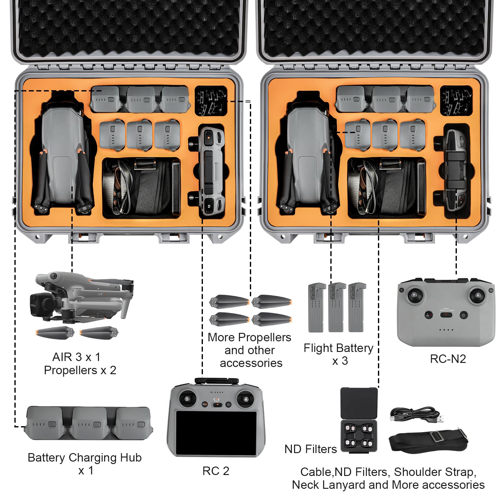YETEETH DJI Air 3S case waterproof seal shows moisture protection