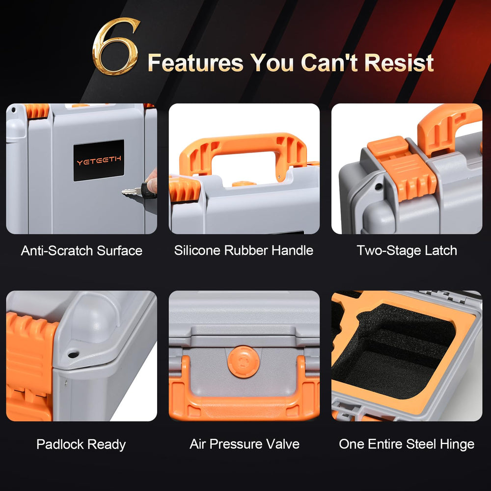 YETEETH case interior accommodates seven batteries and accessories securely.