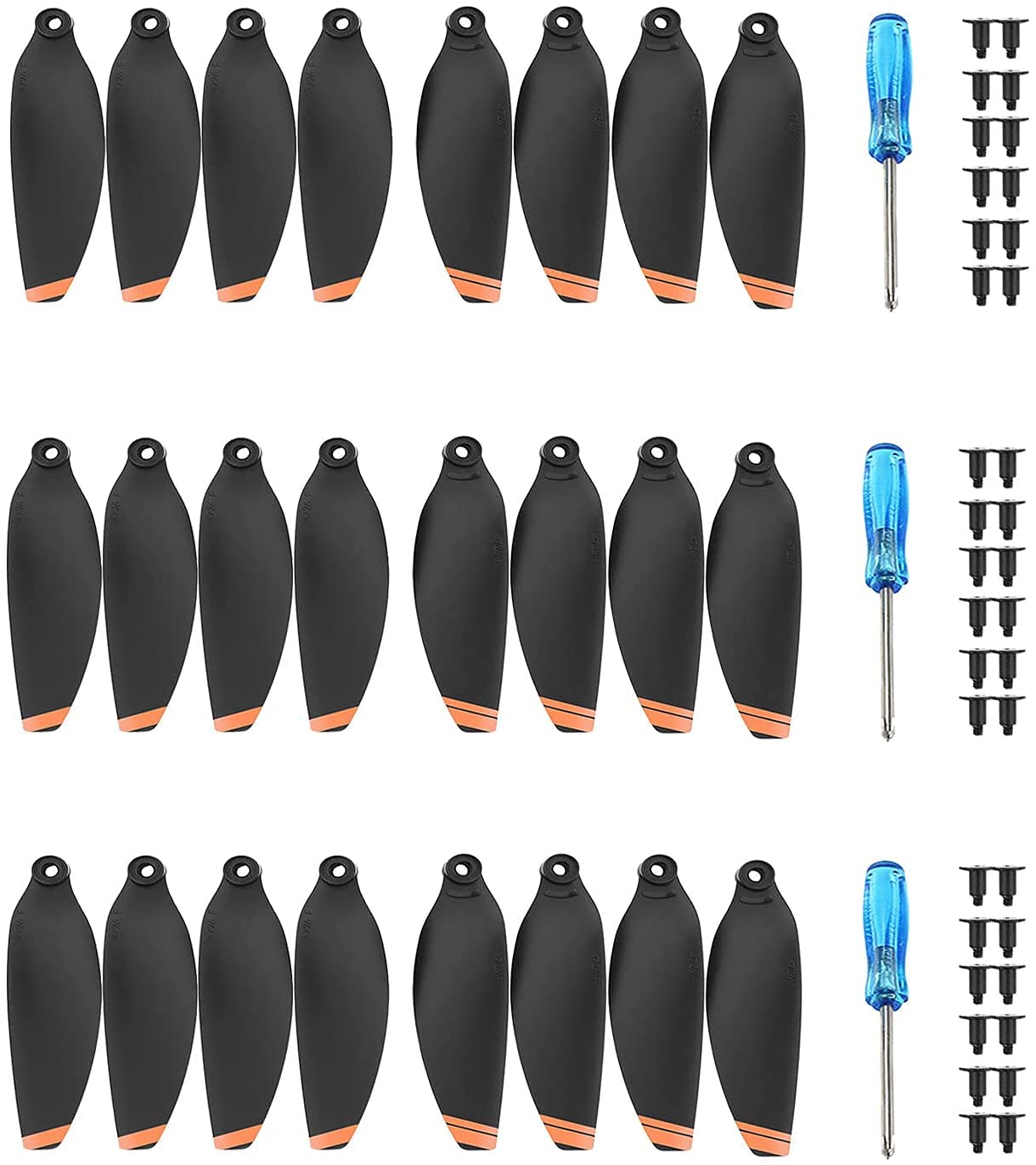 YETEETH Mavic Mini 2 orange propellers closeup for quiet, safe flight.