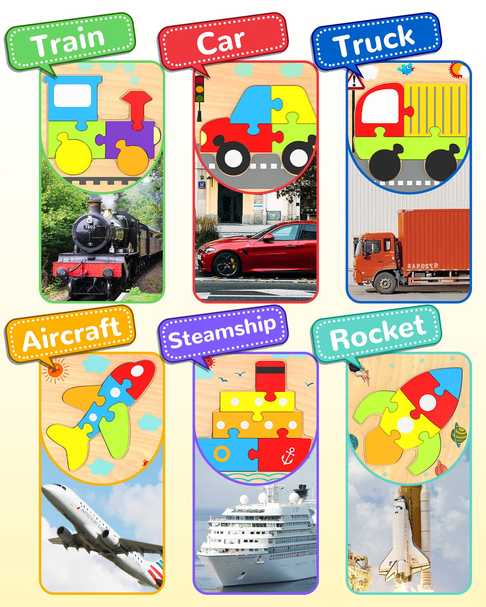 Yetonamr wooden toddler puzzle rocket sparks early vocabulary and problem-solving fun.