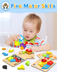 Yetonamr wooden toddler puzzles steamship supports fine motor skills during play.