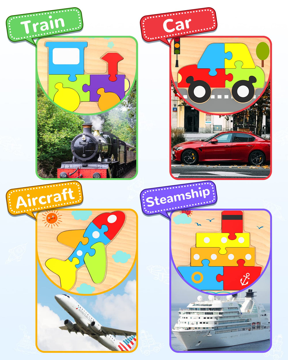 Yetonamr wooden toddler puzzles train fosters focus and problem solving during play.