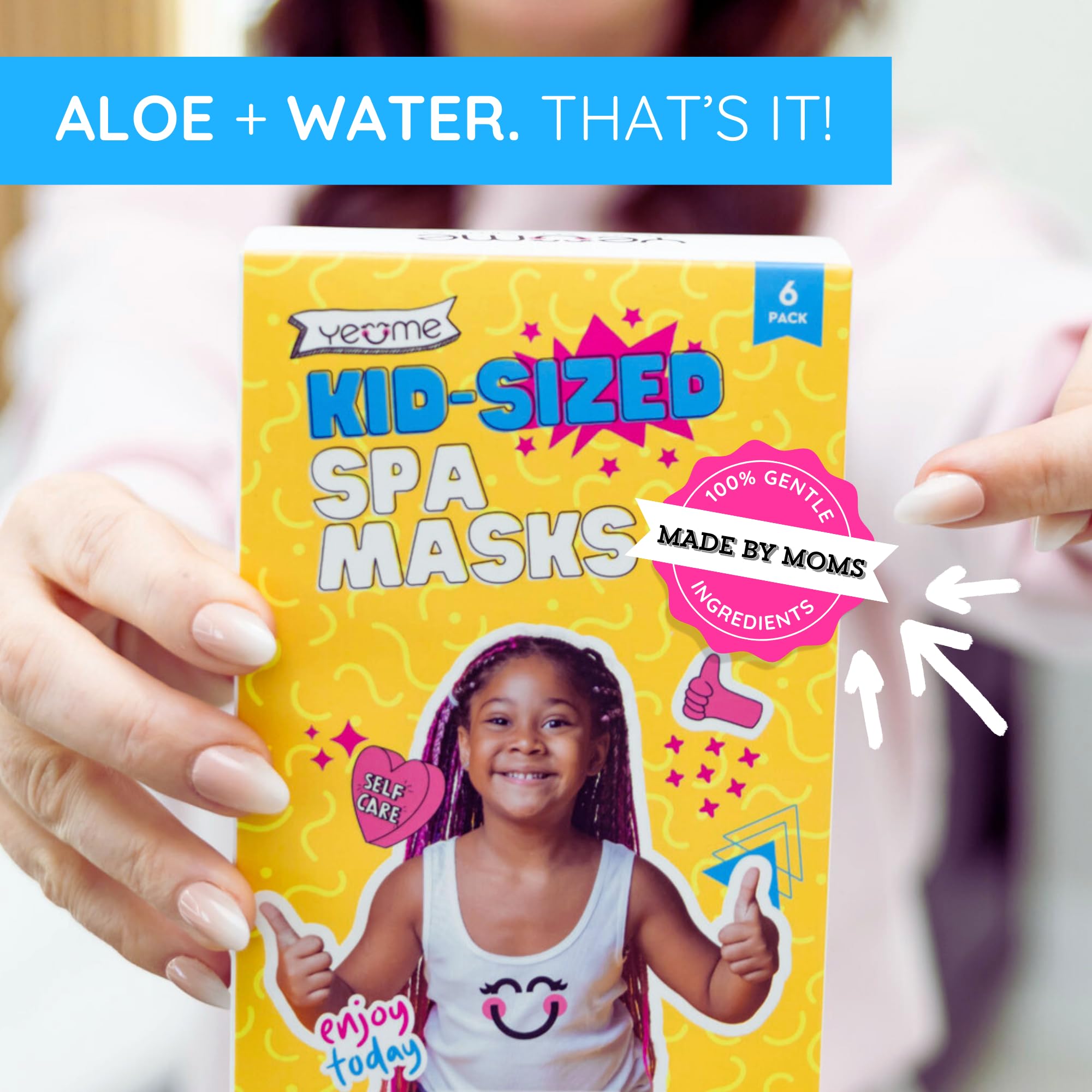 Yeume yellow pack masks offering calming skincare moment for girls.