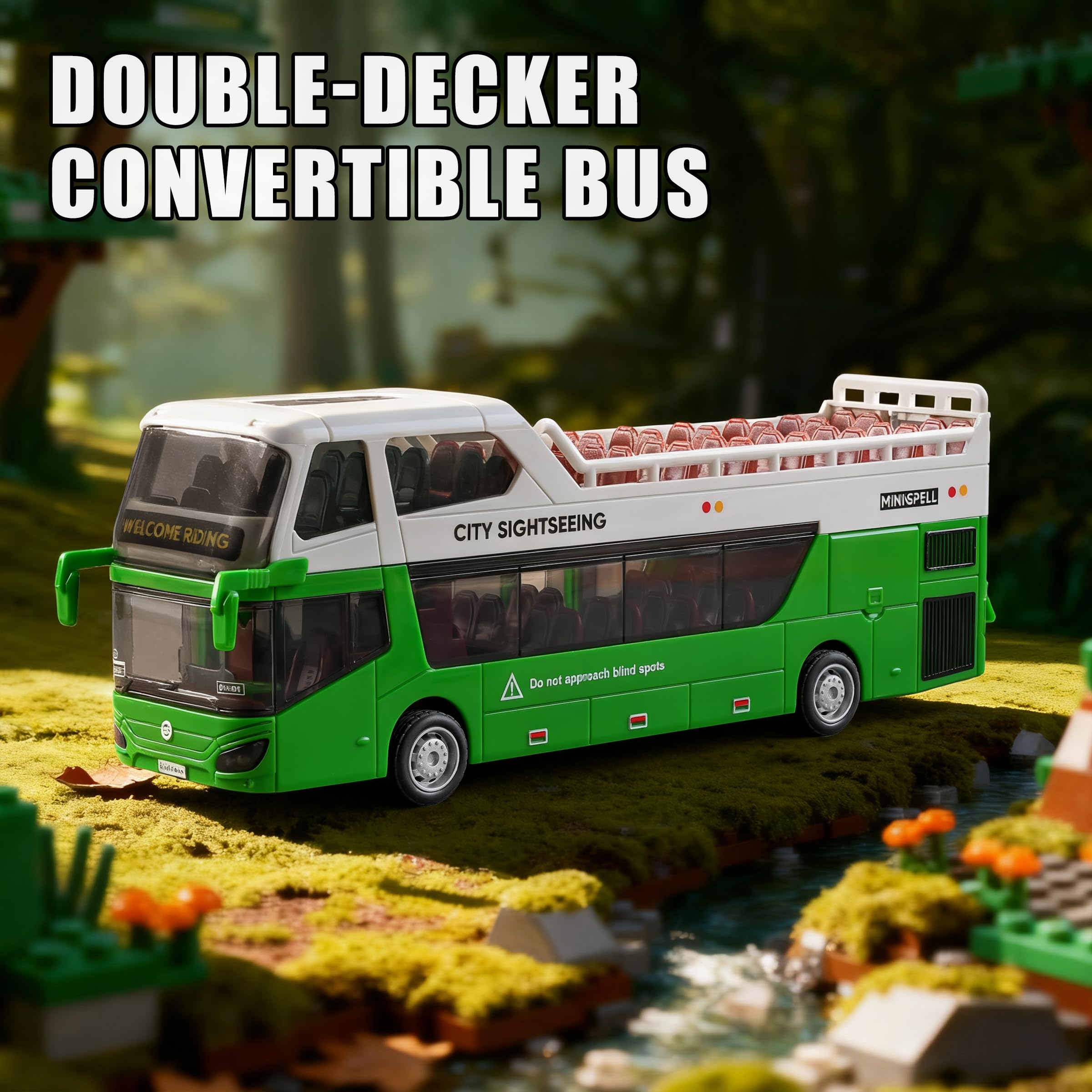Yewkou double-decker bus exterior details for realistic pretend travel