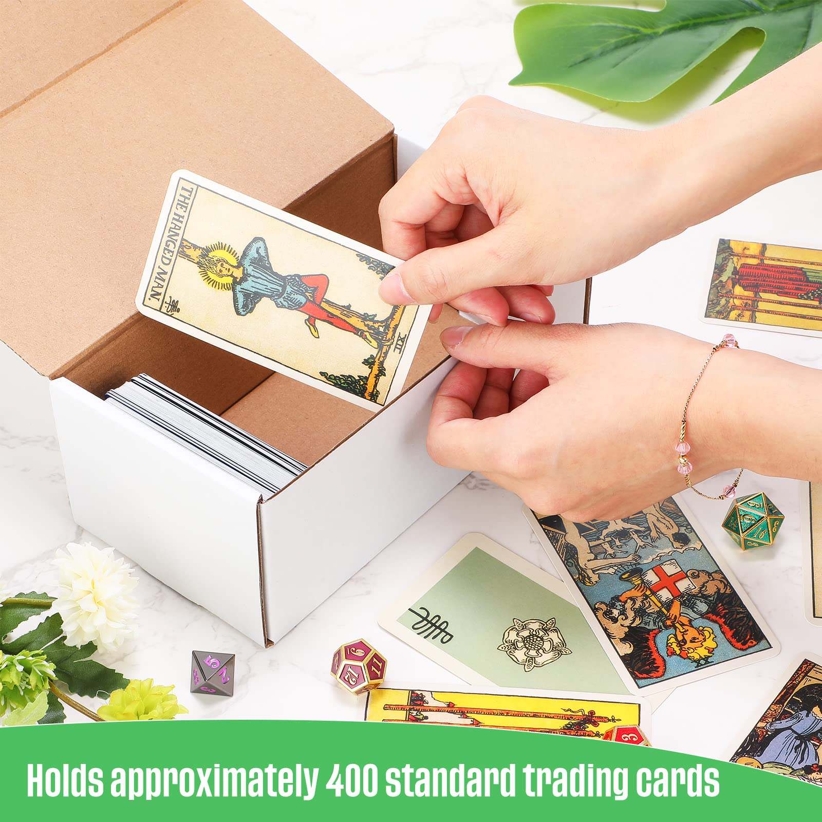 Yexiya box holding trading cards to illustrate storage capacity