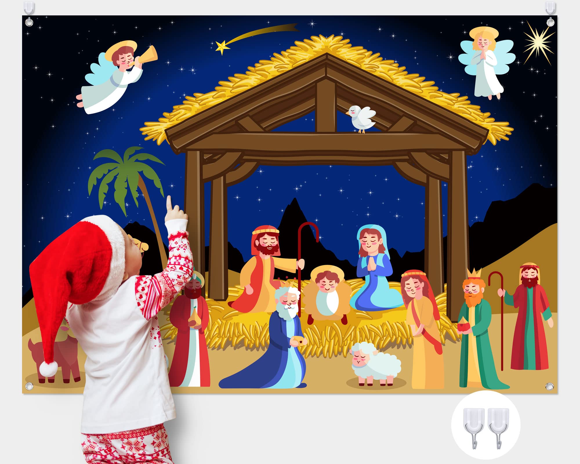 Yexiya nativity board, 105 x 75 cm, for interactive storytelling with kids.