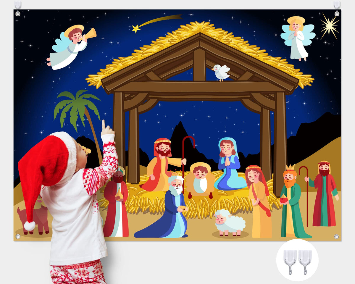 Yexiya nativity board, 105 x 75 cm, for interactive storytelling with kids.
