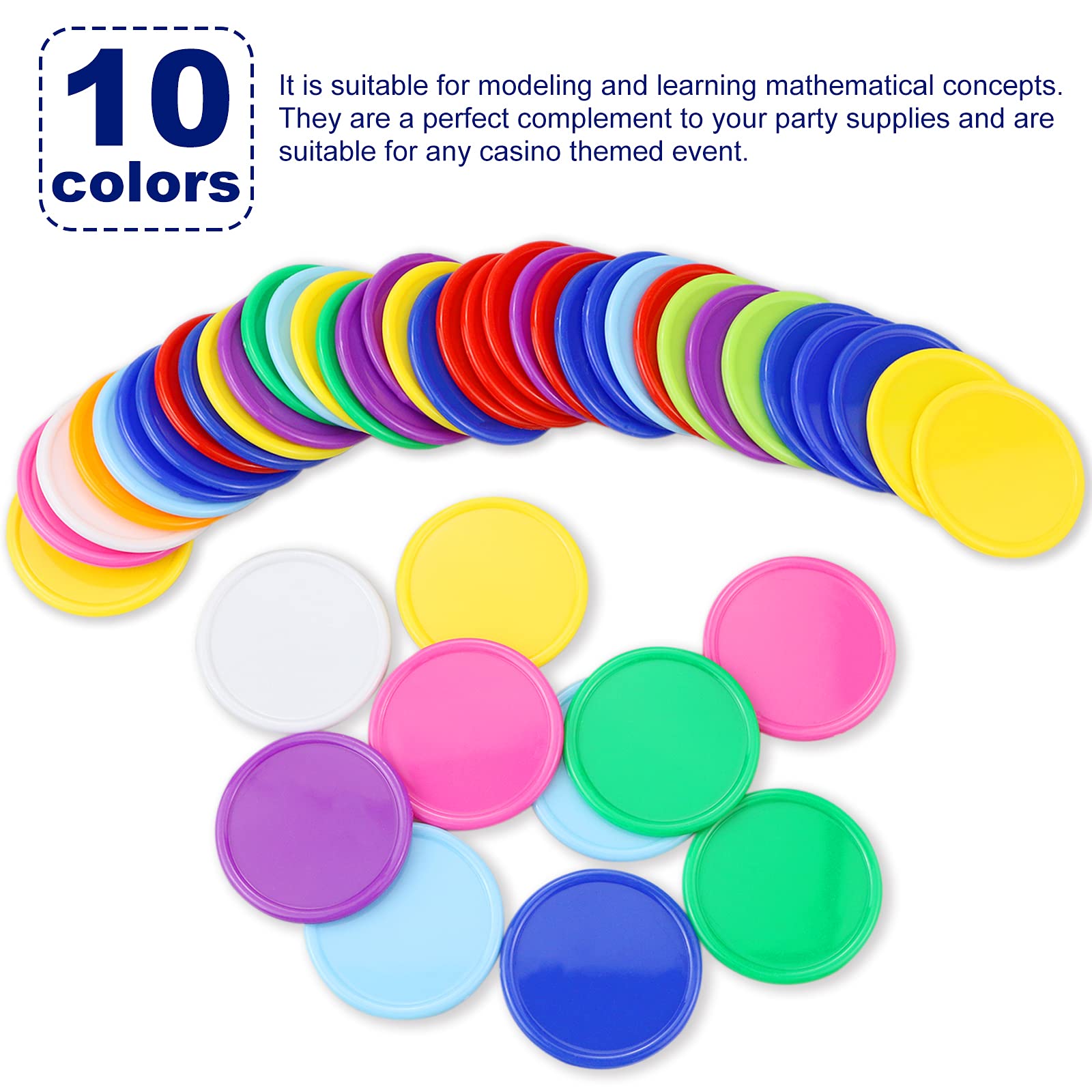 YEXPRESS poker chips for math learning and counting activities.