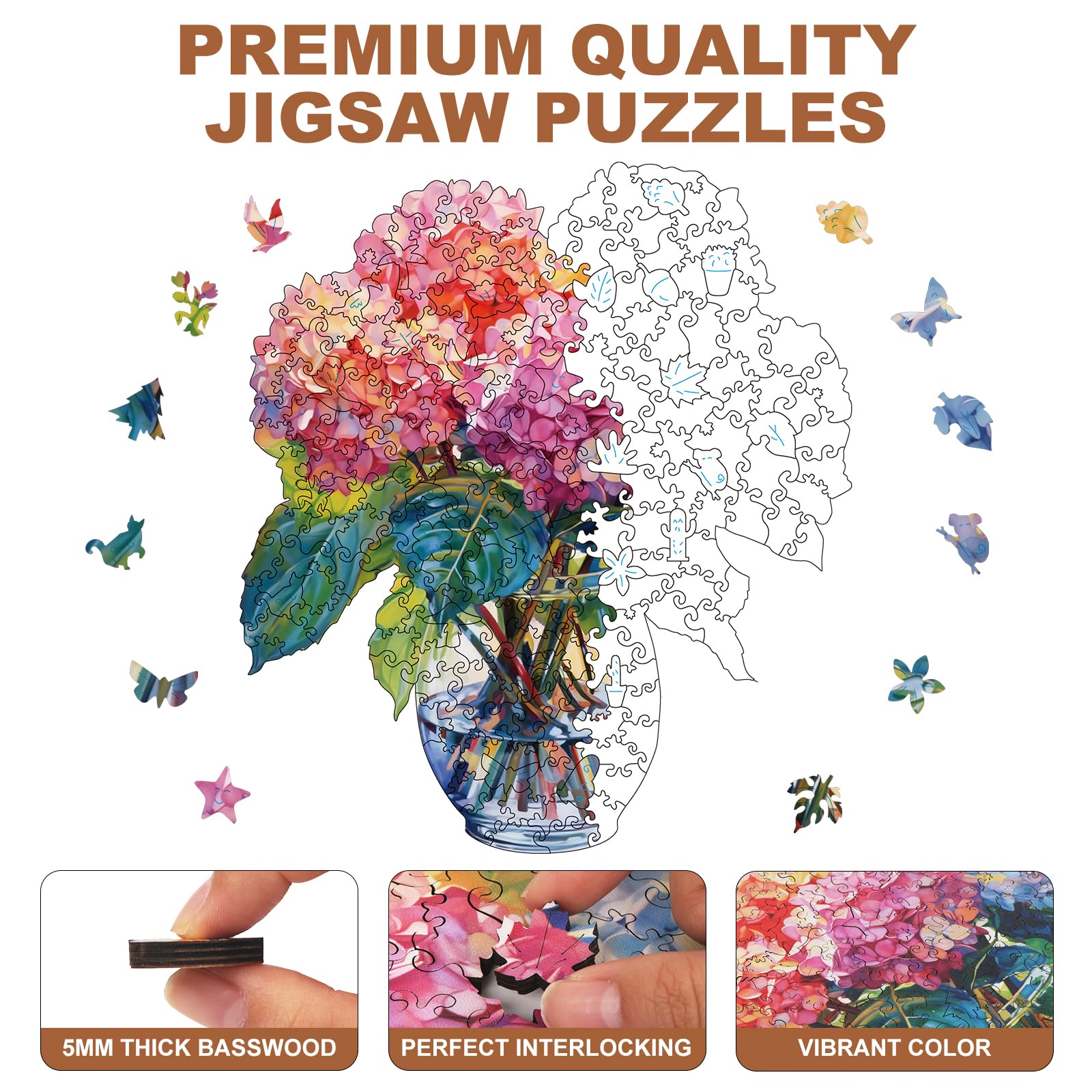 Yezavesu flower puzzle close-up showing vibrant hydrangea colors
