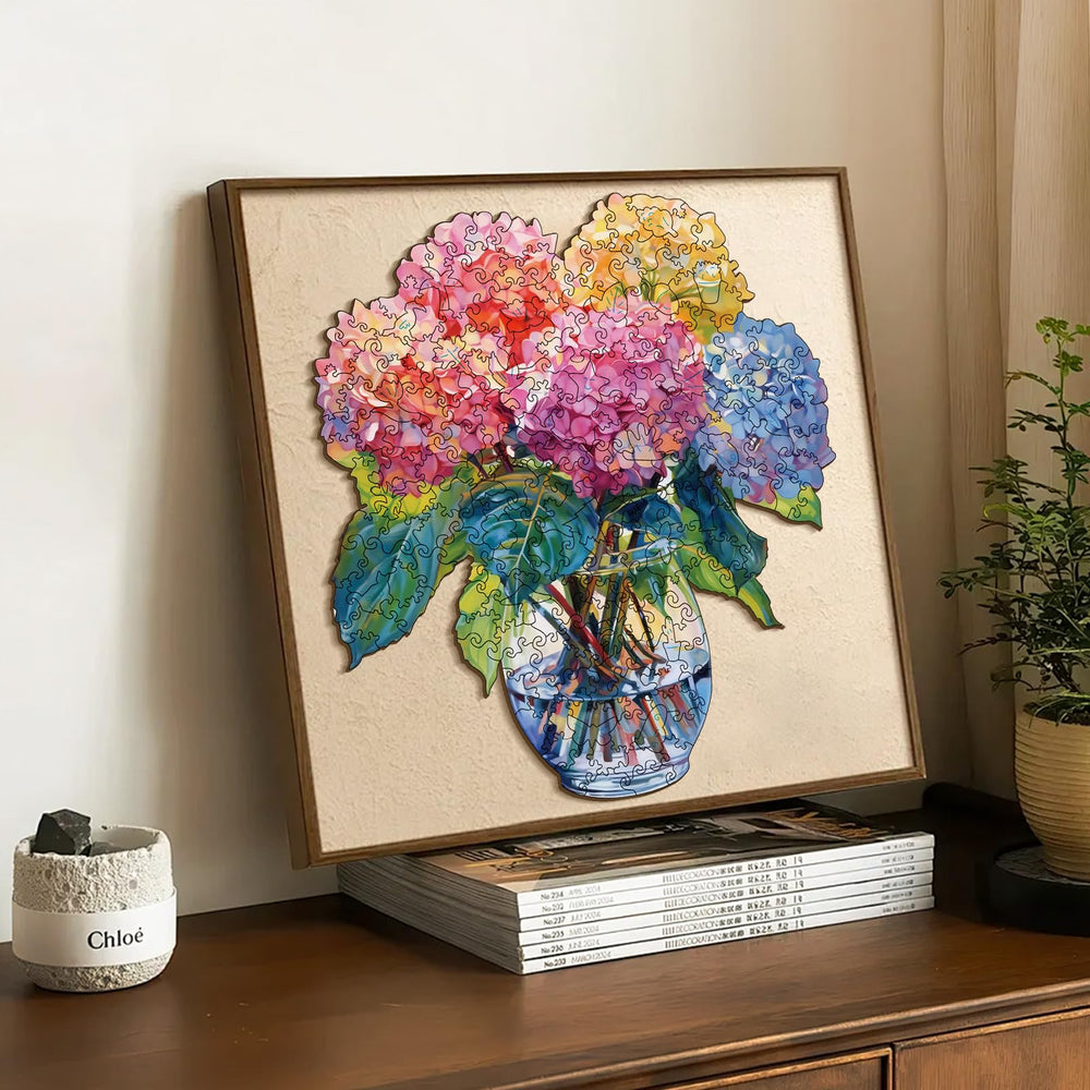 Yezavesu irregular-shaped puzzle forming blooming hydrangea design