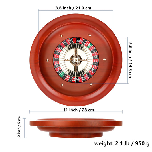 Ygebet wooden roulette wheel side view highlights smooth spinning for easy play.